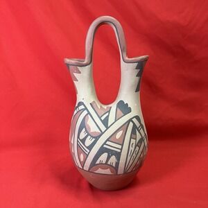 Jemez Pueblo Polychrome Wedding Vase / 11" / A.W. / Earth‎ Tones/ Flaws